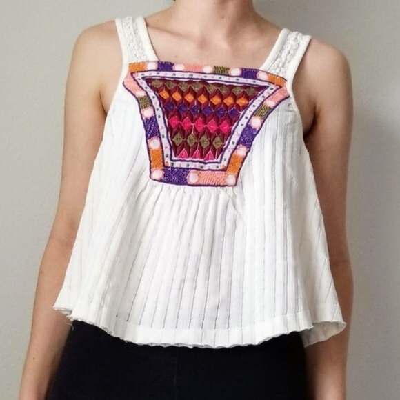 Urban Outfitters Boho Embroidered Tank Top - Picture 1 of 8